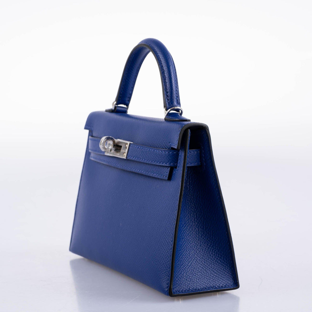 Hermes Kelly Mini 20 Sellier, Blue Electric, Epsom Palladium