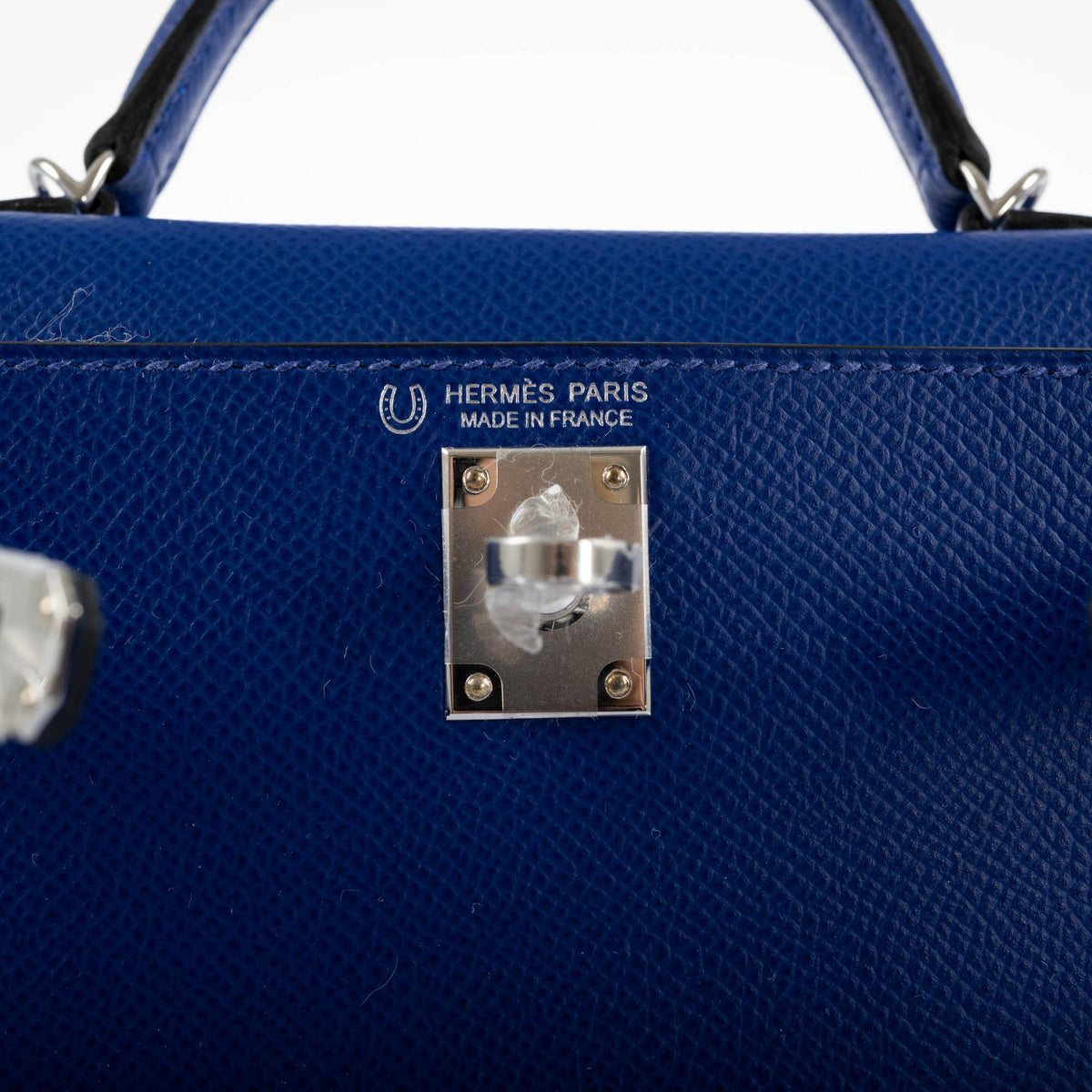 Hermes Kelly Mini 20 Sellier, Blue Electric, Epsom Palladium