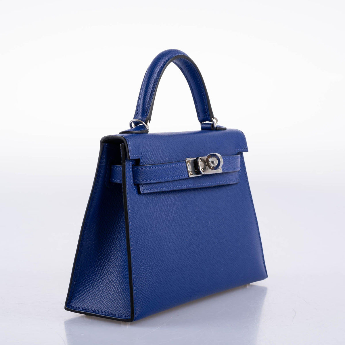 Hermes Kelly Mini 20 Sellier, Blue Electric, Epsom Palladium