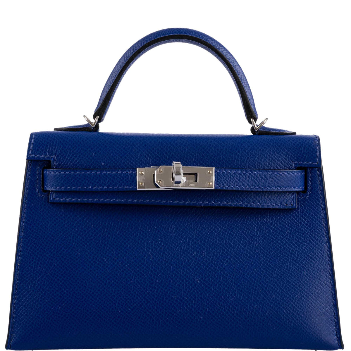 Hermes Kelly Mini 20 Sellier, Blue Electric, Epsom Palladium