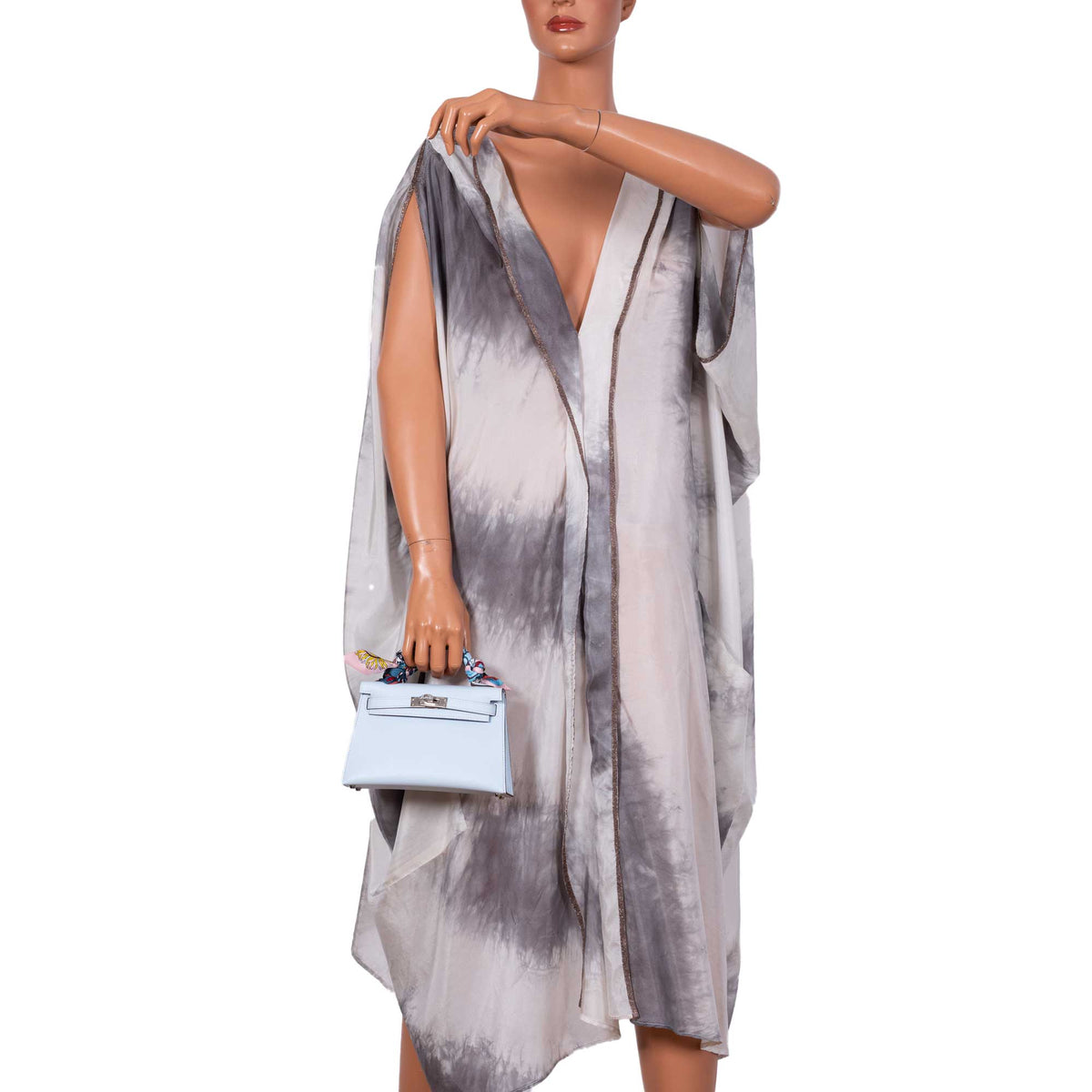 Hermes Kelly Mini II, 20cm Bleu Brume Epsom Palladium