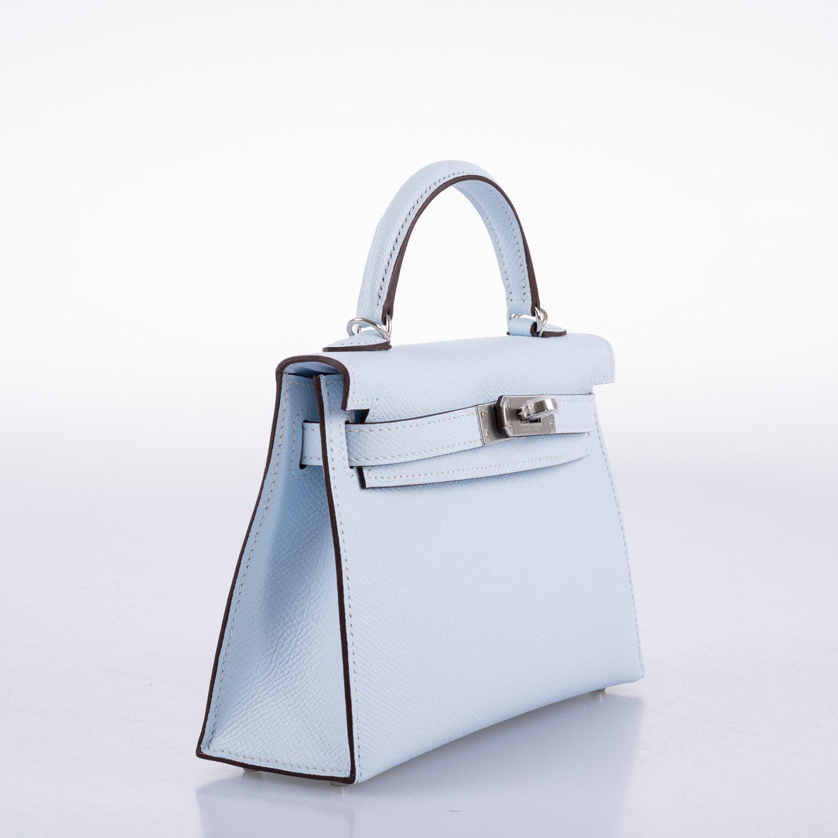 Hermes Kelly Mini II, 20cm Bleu Brume Epsom Palladium