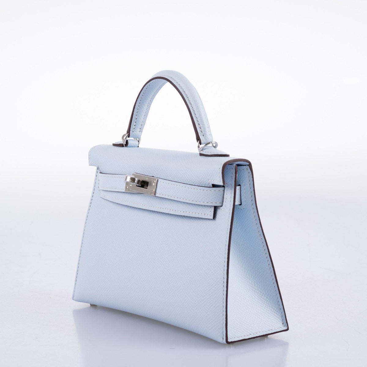 Hermes Kelly Mini II, 20cm Bleu Brume Epsom Palladium