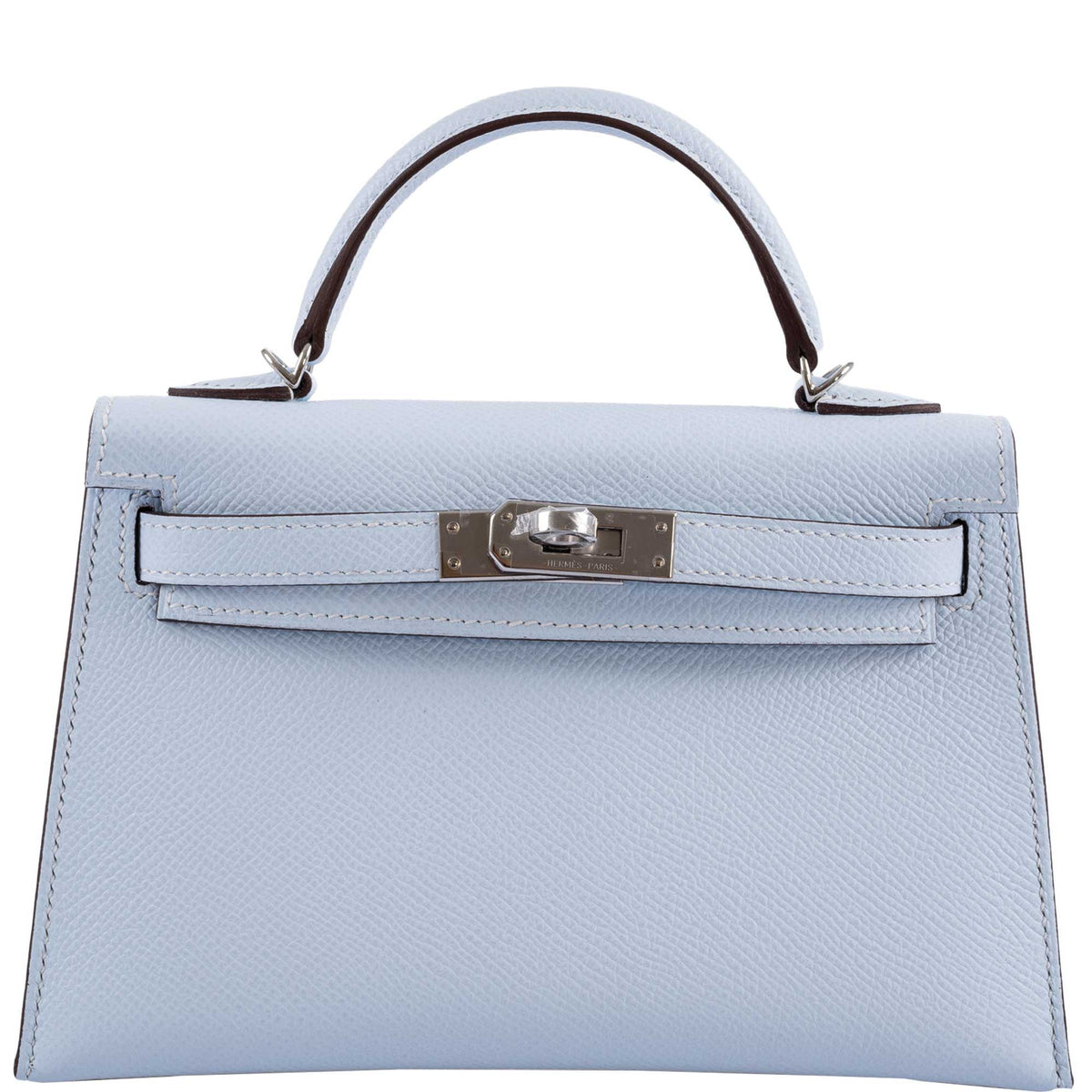 Hermes Kelly Mini II, 20cm Bleu Brume Epsom Palladium