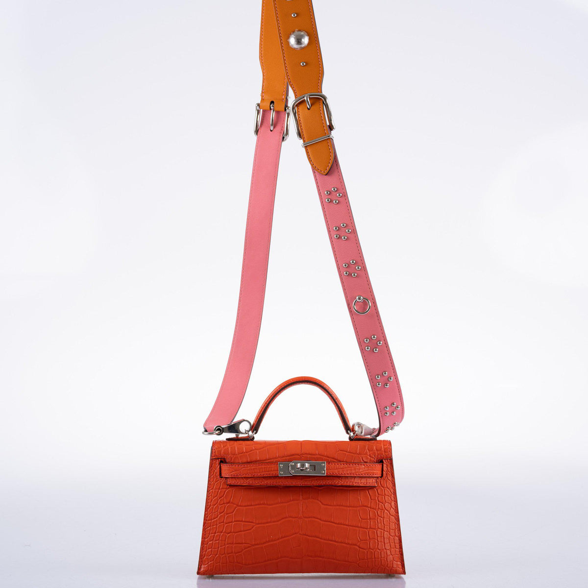 Hermes Mini Kelly 20, Poppy Matte Alligator, Palladium Hardware