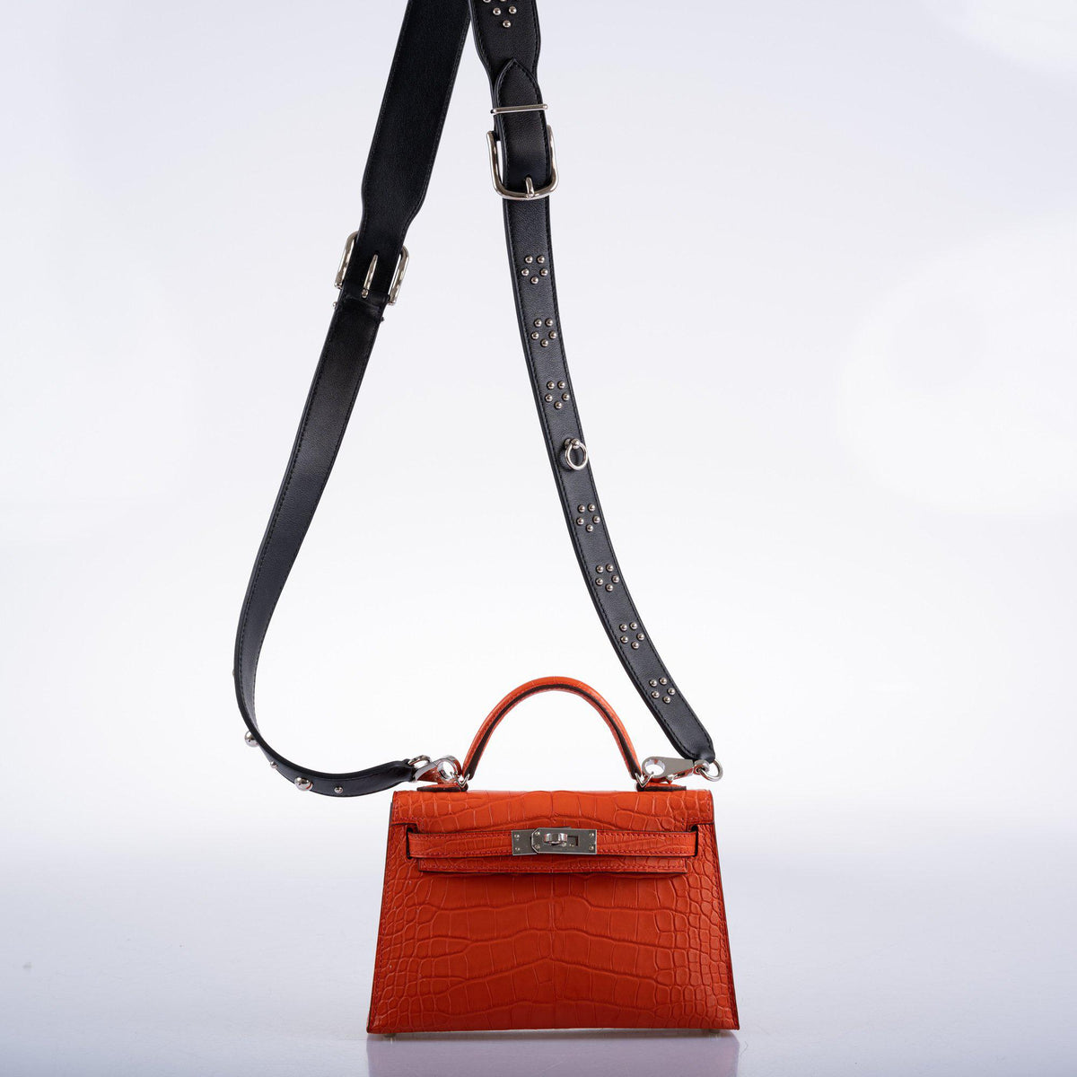 Hermes Mini Kelly 20, Poppy Matte Alligator, Palladium Hardware