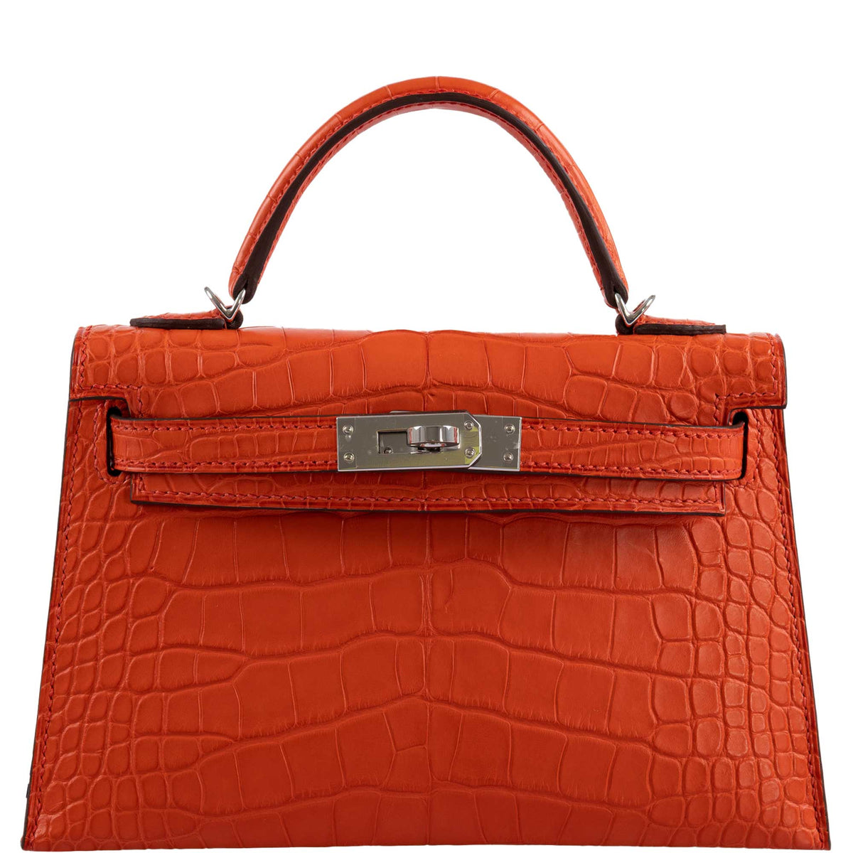 Hermes Mini Kelly 20, Poppy Matte Alligator, Palladium Hardware