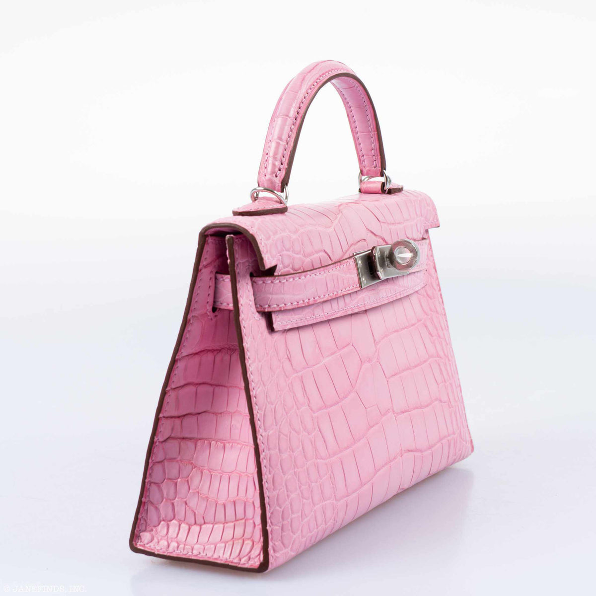 Hermes Mini Kelly II, 20cm Bubblegum Pink Matte Alligator