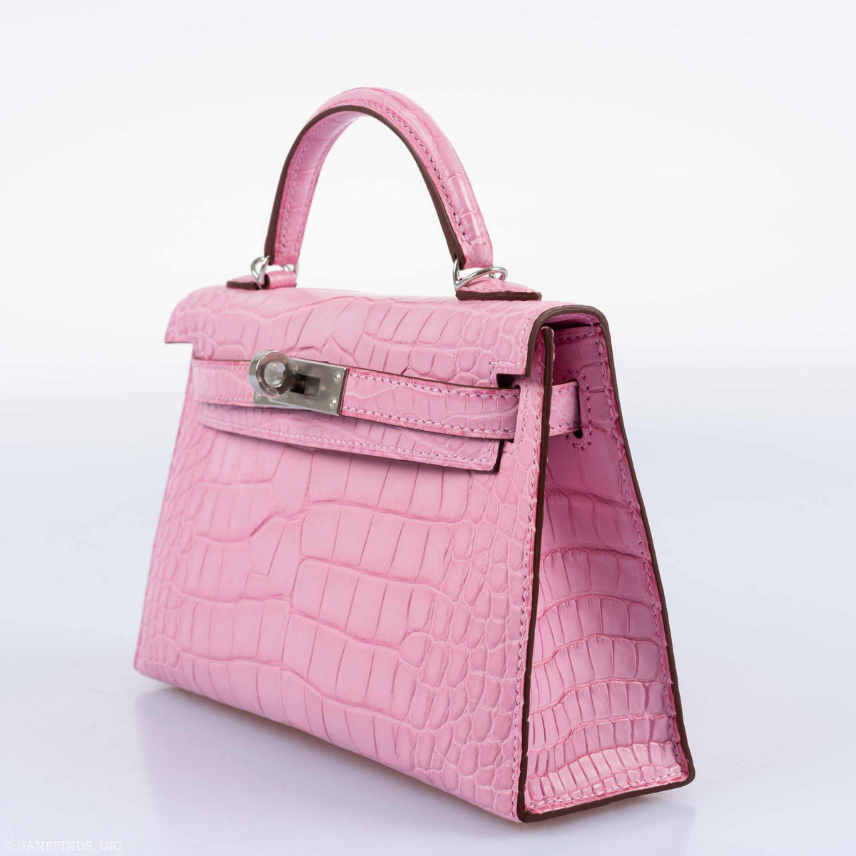 Hermes Mini Kelly II, 20cm Bubblegum Pink Matte Alligator