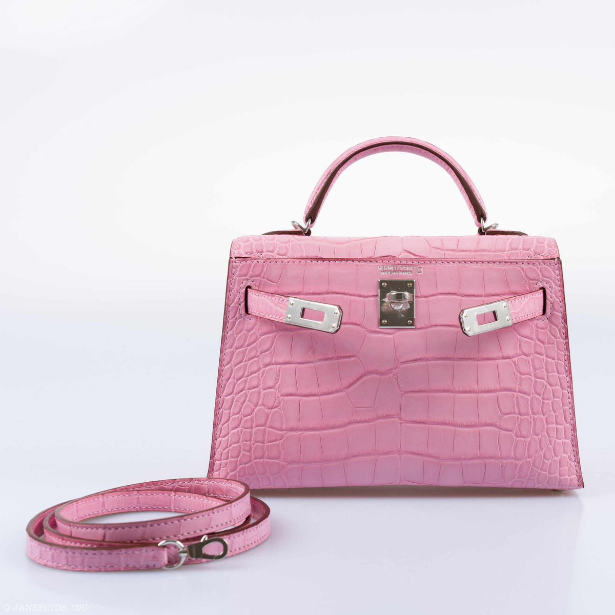 Hermes Mini Kelly II, 20cm Bubblegum Pink Matte Alligator