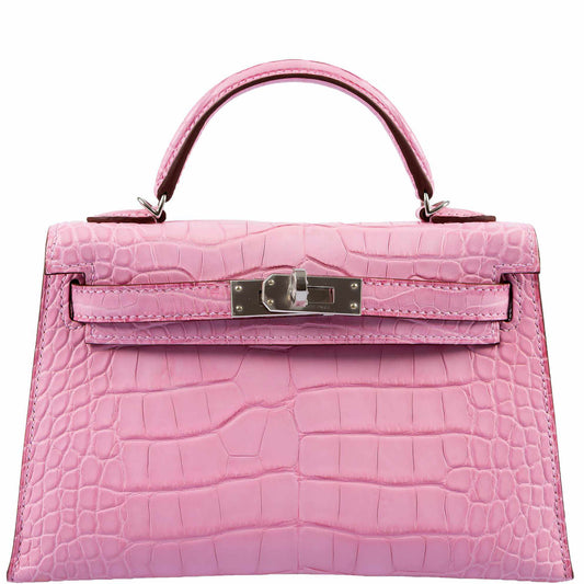 Hermes Mini Kelly II, 20cm Bubblegum Pink Matte Alligator
