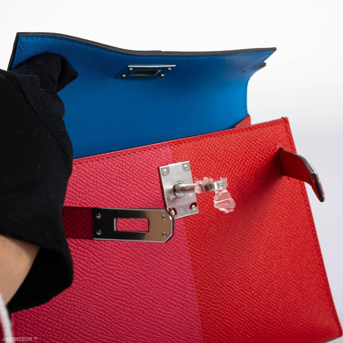 Hermes Kelly Mini II Sellier, Tri-color Epsom, Palladium
