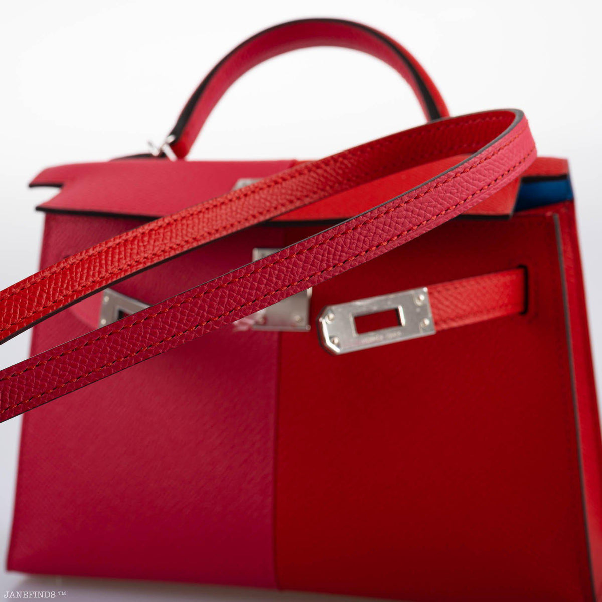 Hermes Kelly Mini II Sellier, Tri-color Epsom, Palladium