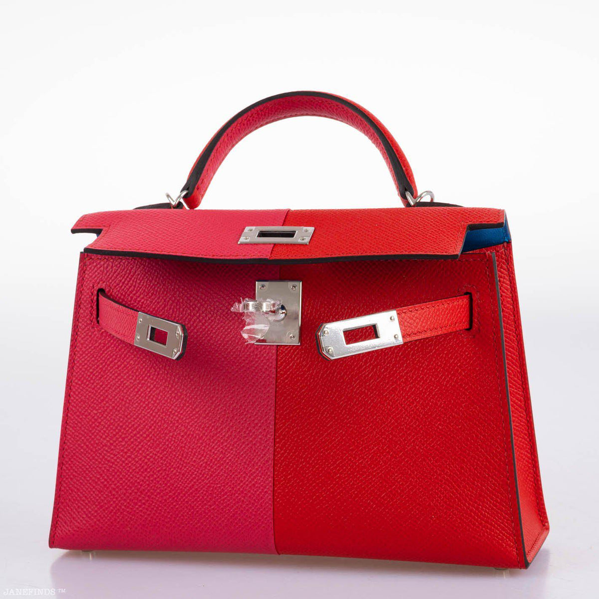 Hermes Kelly Mini II Sellier, Tri-color Epsom, Palladium