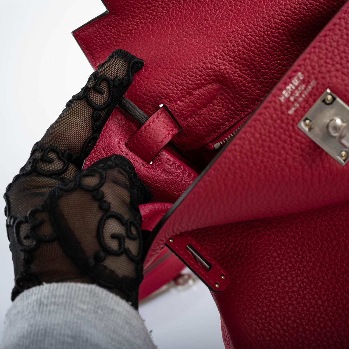 Hermes Kelly 25 Retourne Framboise Togo, Palladium Hardware