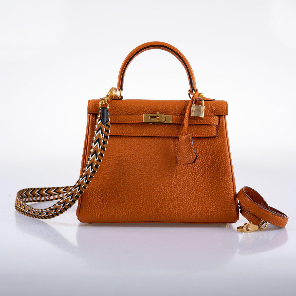 Hermes Kelly 25 Retourne, Potiron Togo, Gold Hardware