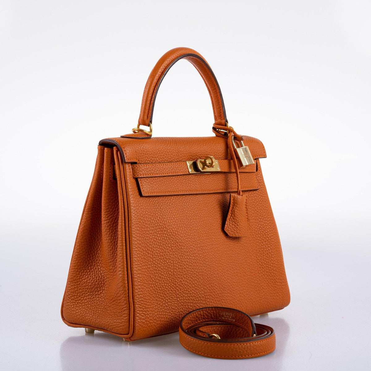 Hermes Kelly 25 Retourne, Potiron Togo, Gold Hardware