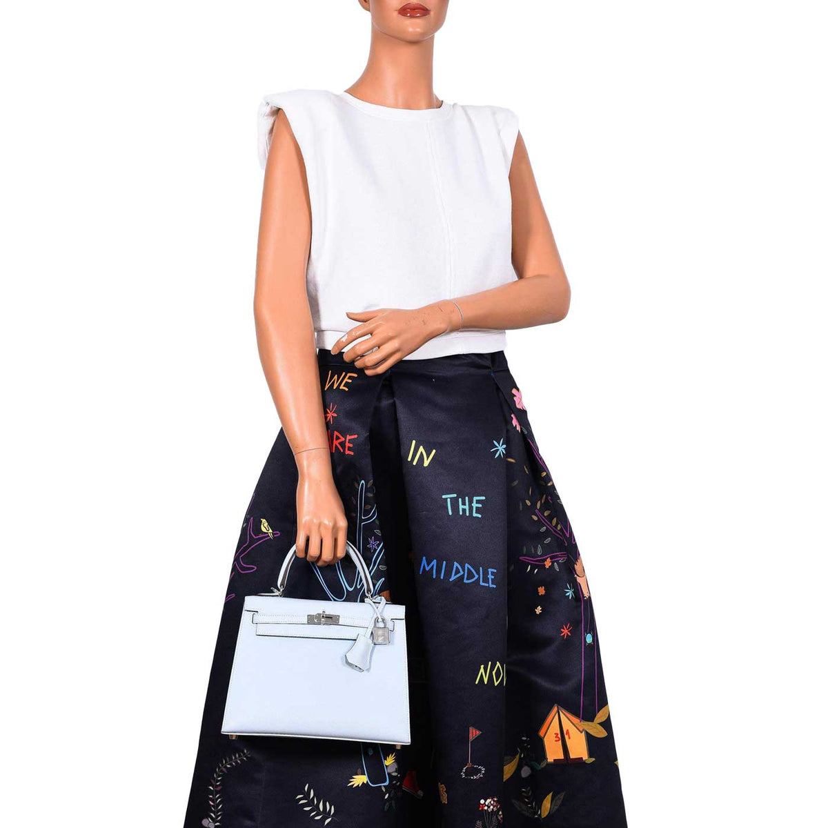 Hermes Kelly 25 Sellier, Blue Brume Epsom, Palladium