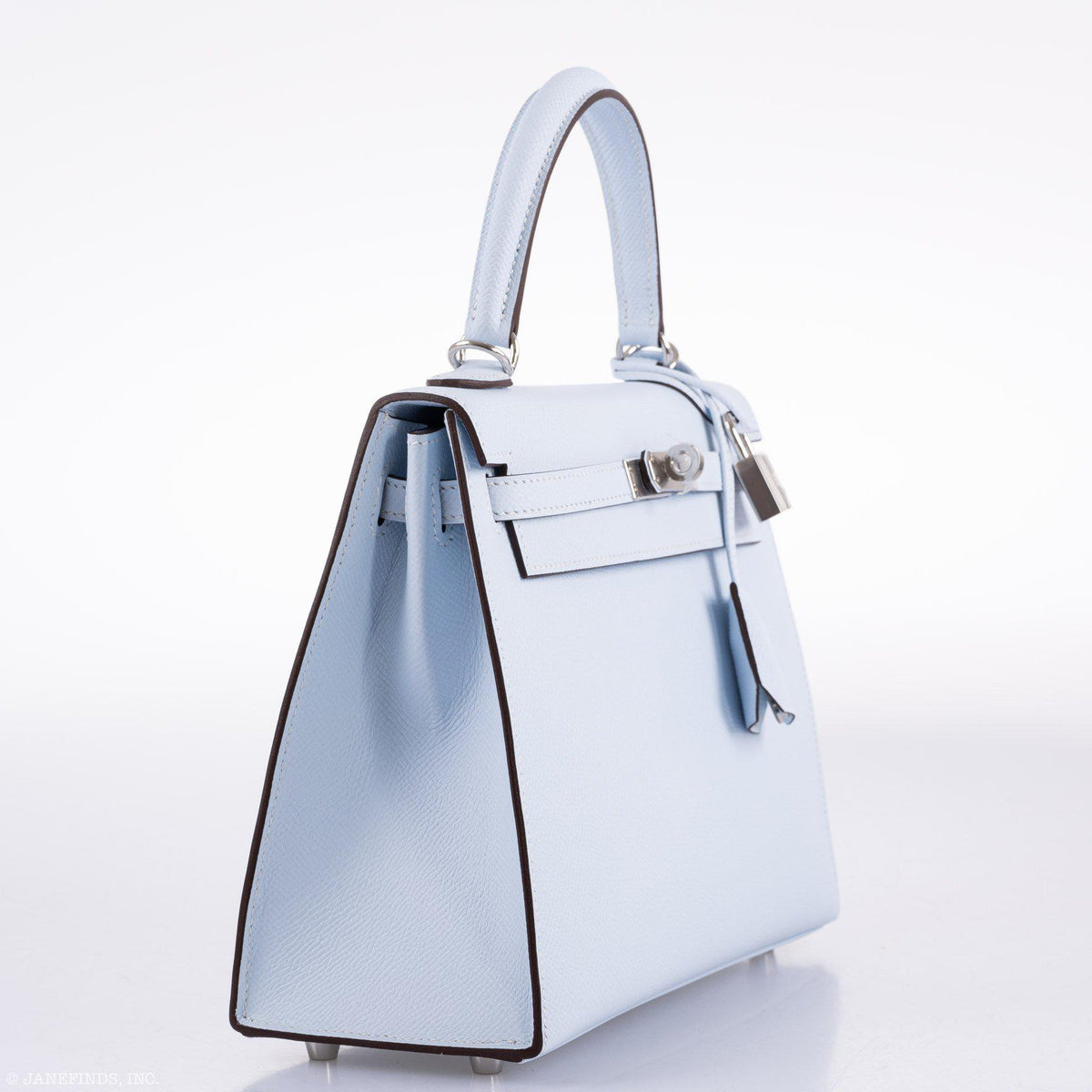 Hermes Kelly 25 Sellier, Blue Brume Epsom, Palladium