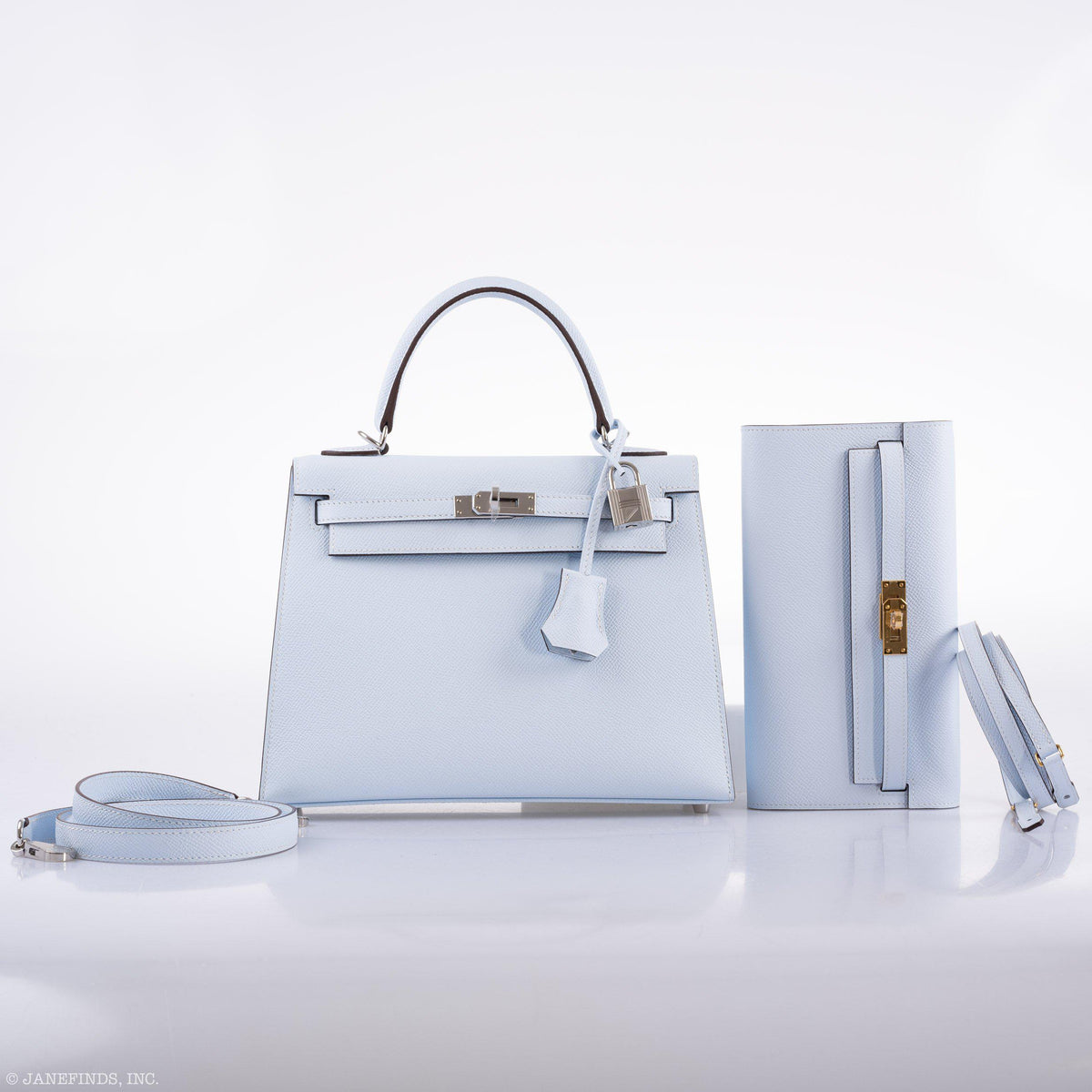 Hermes Kelly 25 Sellier, Blue Brume Epsom, Palladium