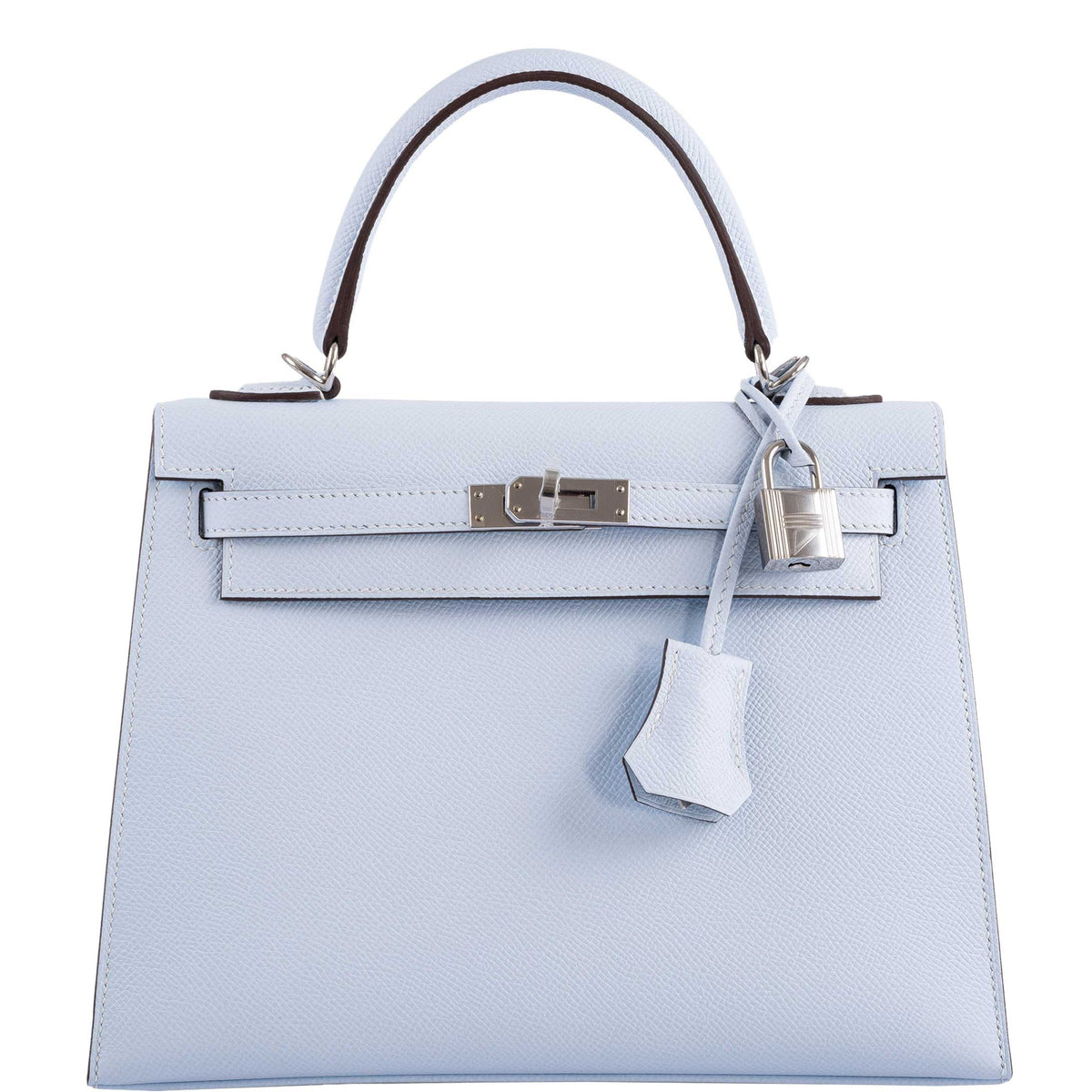 Hermes Kelly 25 Sellier, Blue Brume Epsom, Palladium