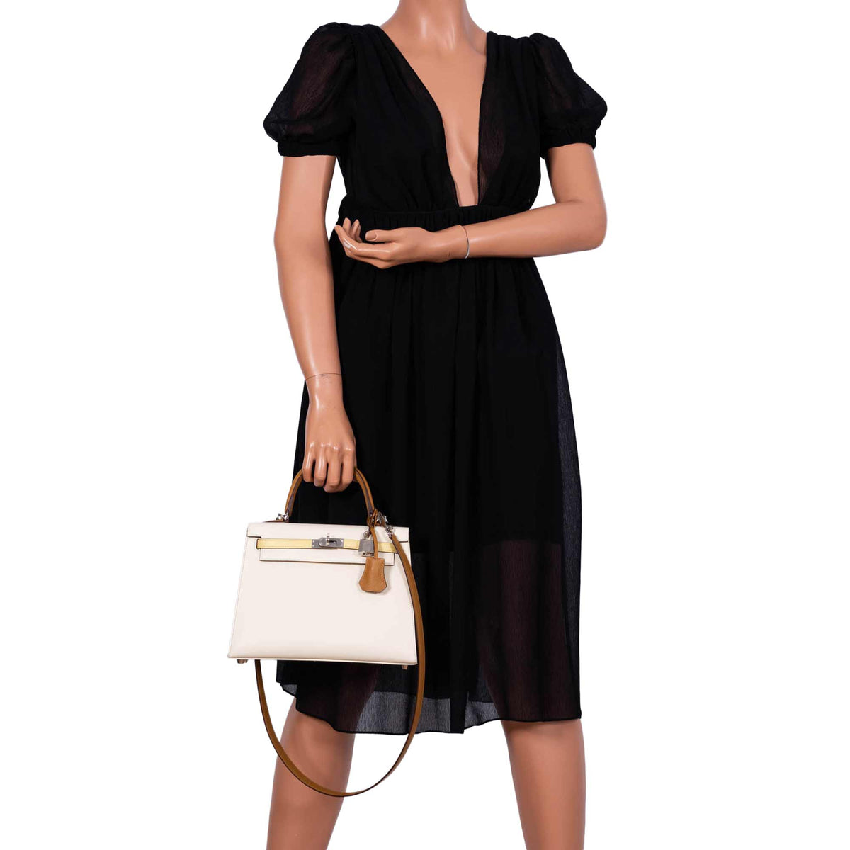 Hermes Kelly 25 Sellier, Tri-Color Epsom, Palladium Hardware
