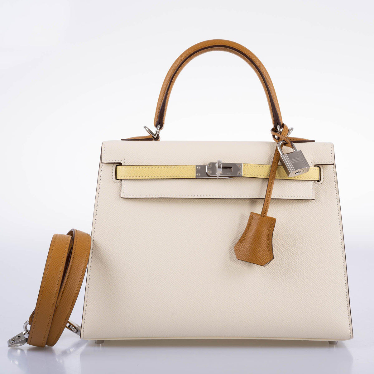 Hermes Kelly 25 Sellier, Tri-Color Epsom, Palladium Hardware
