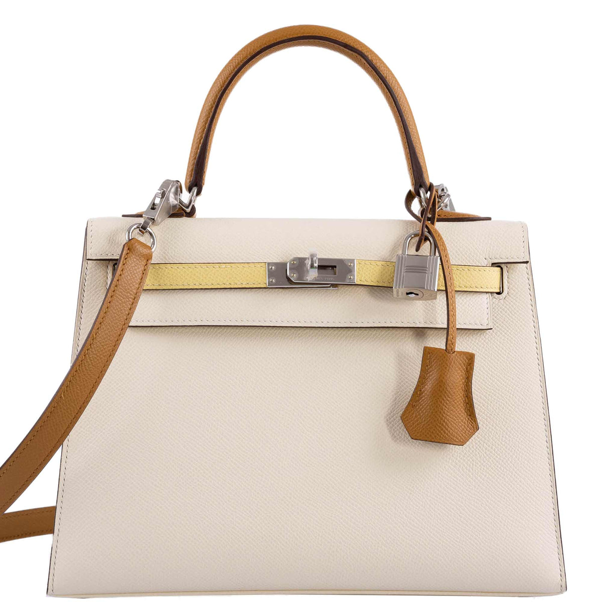 Hermes Kelly 25 Sellier, Tri-Color Epsom, Palladium Hardware