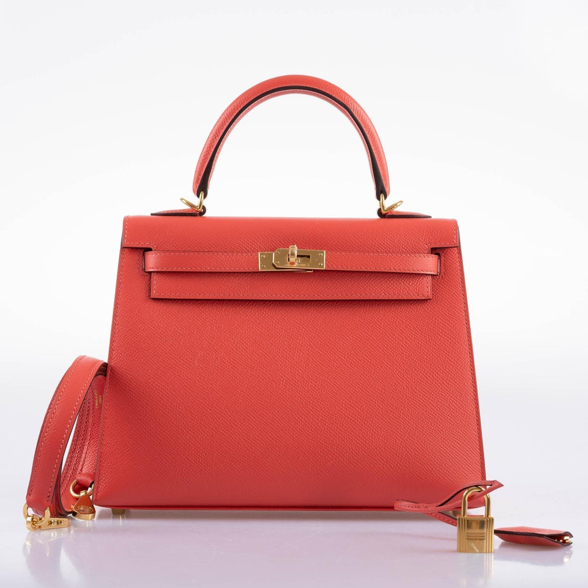 Hermes Kelly 25, Sellier Rose Jaipur Epsom Gold Hardware