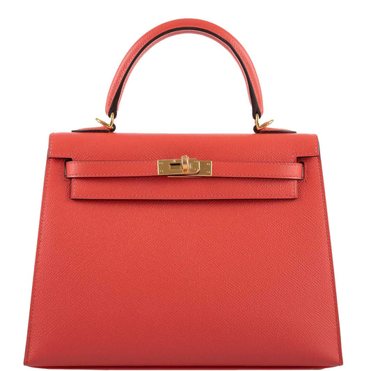 Hermes Kelly 25, Sellier Rose Jaipur Epsom Gold Hardware