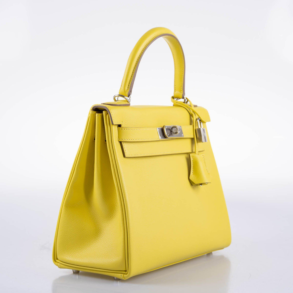 Hermes Kelly 28 Lime, Evercolor Leather, Palladium Hardware