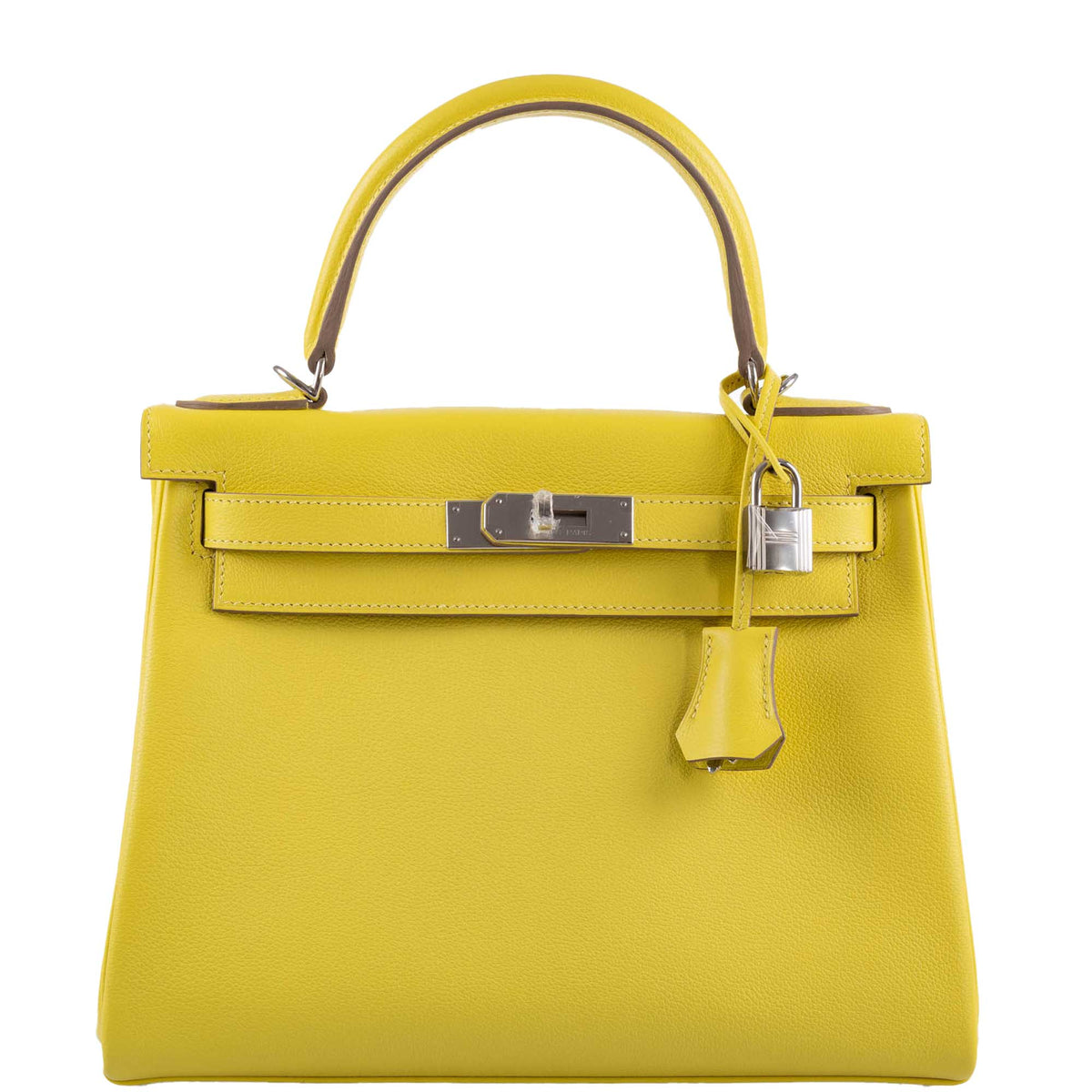 Hermes Kelly 28 Lime, Evercolor Leather, Palladium Hardware