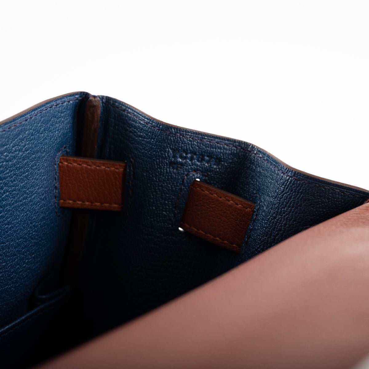 Hermes Kelly 28 Bag, Retourne Evercolor, Sienne Verso Deep Blue