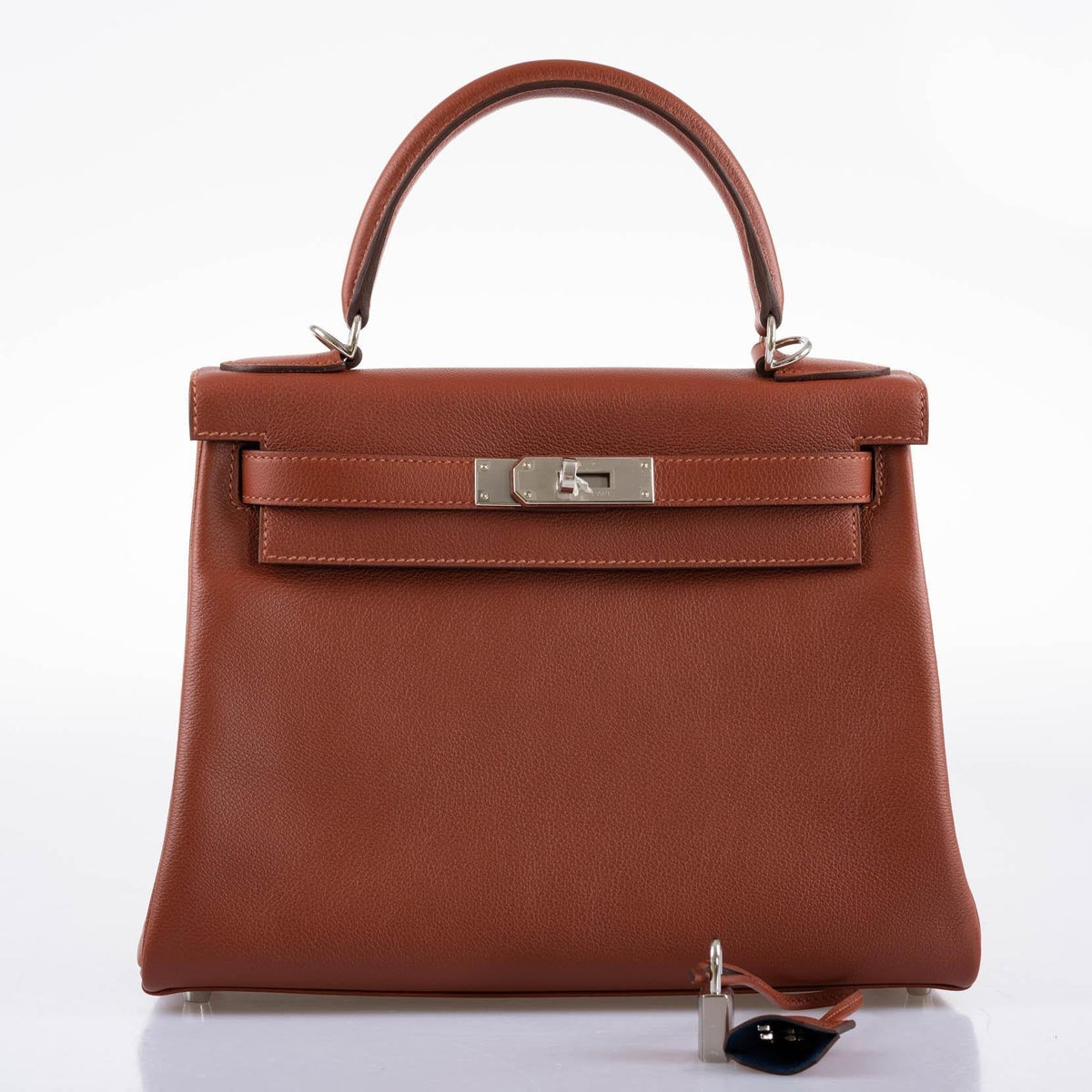 Hermes Kelly 28 Bag, Retourne Evercolor, Sienne Verso Deep Blue