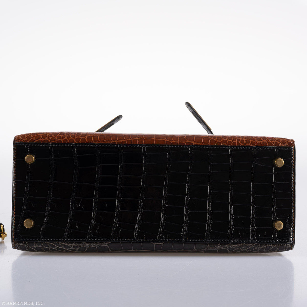 Hermes Kelly 28 Alligator, Sellier Miel, Graphite, Black Gold