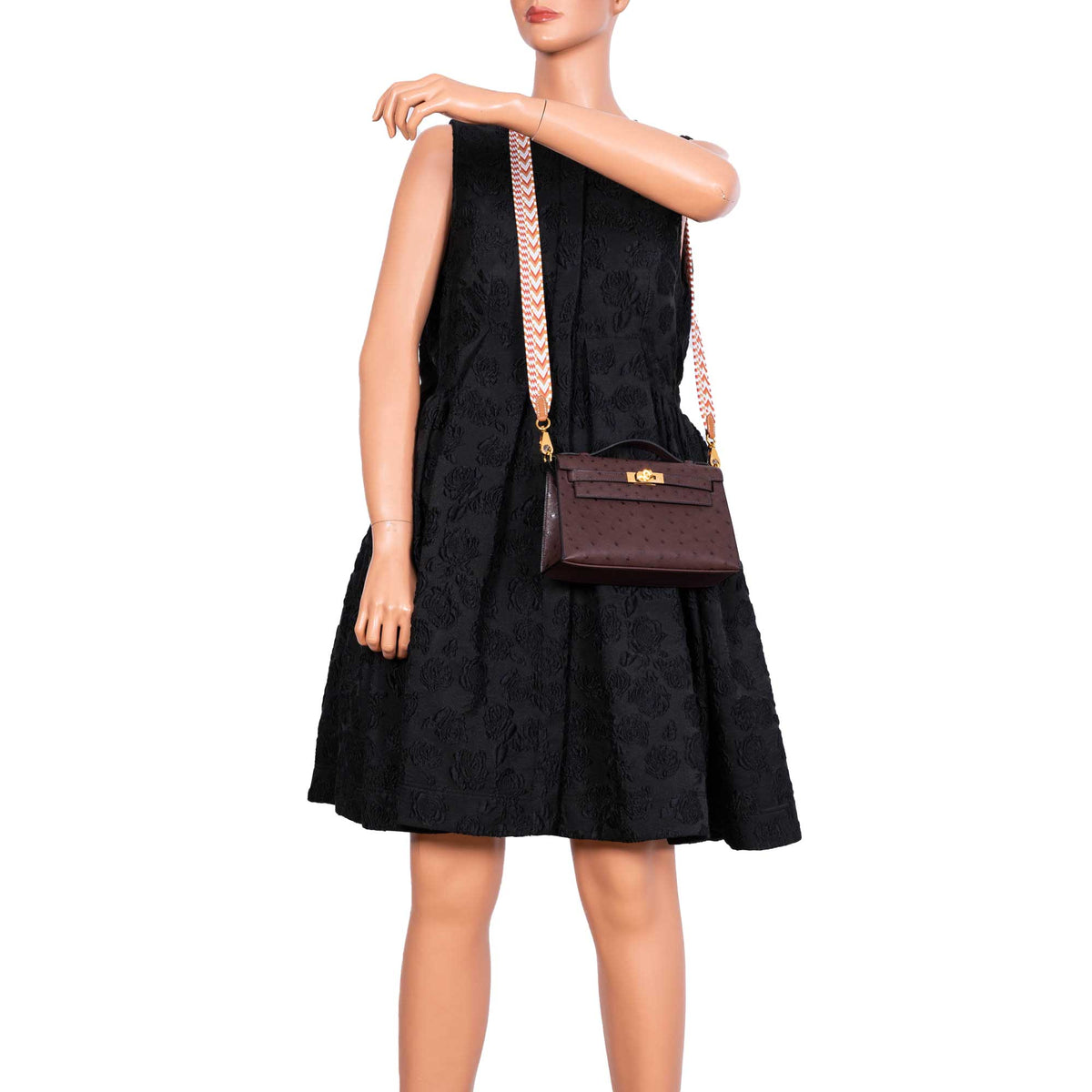 Hermes Kelly Pochette, Rouge Sellier Ostrich, Gold Hardware