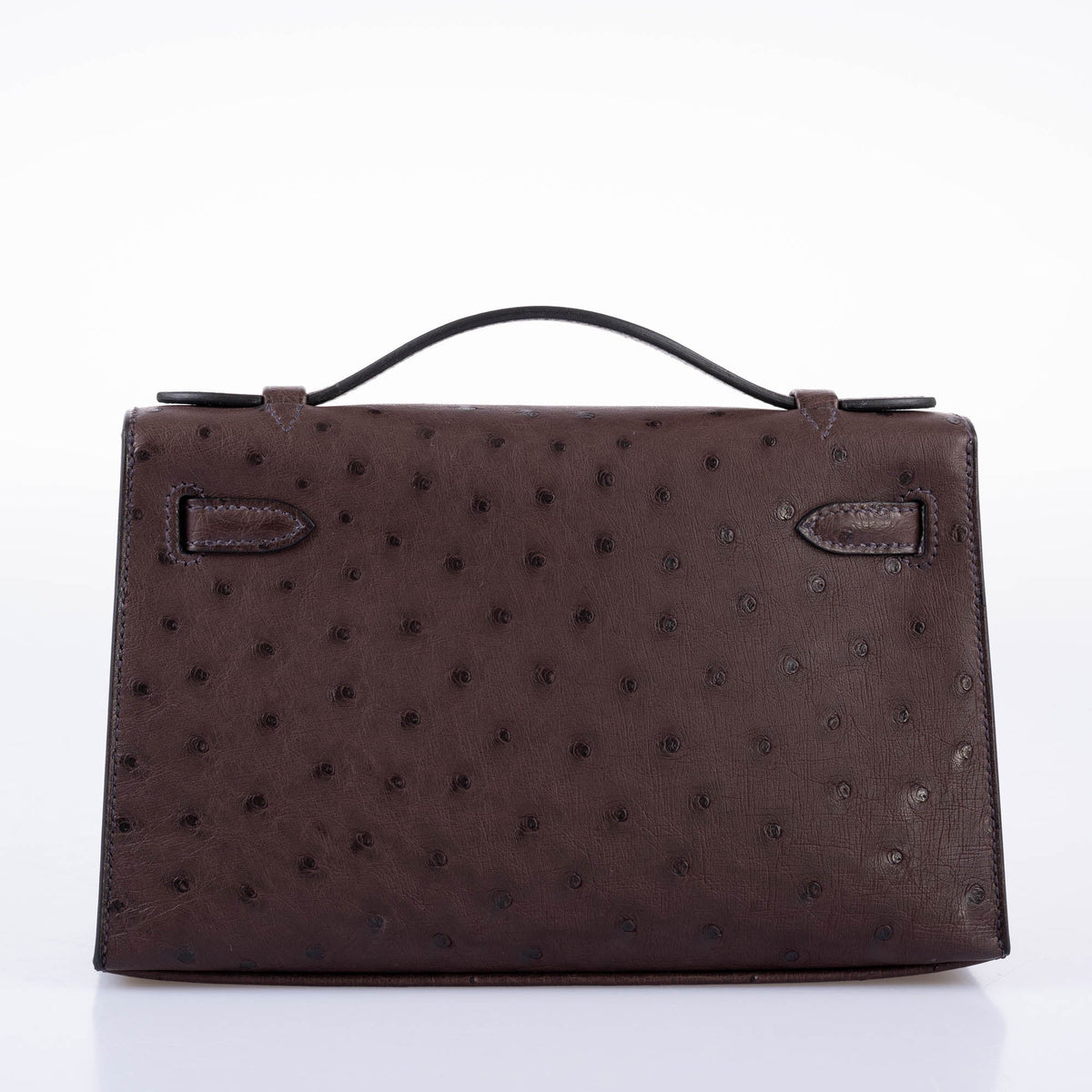 Hermes Kelly Pochette, Rouge Sellier Ostrich, Gold Hardware