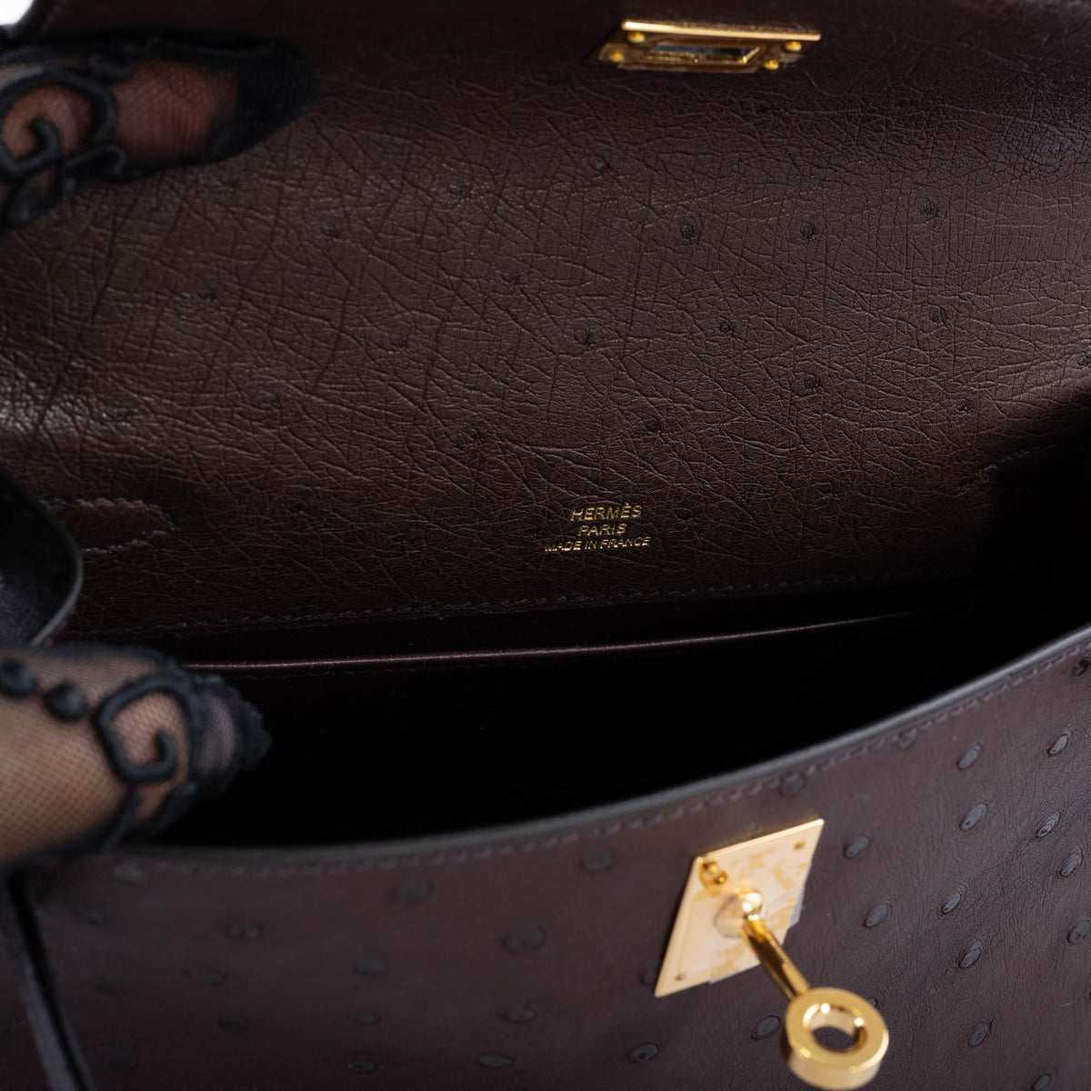 Hermes Kelly Pochette, Rouge Sellier Ostrich, Gold Hardware