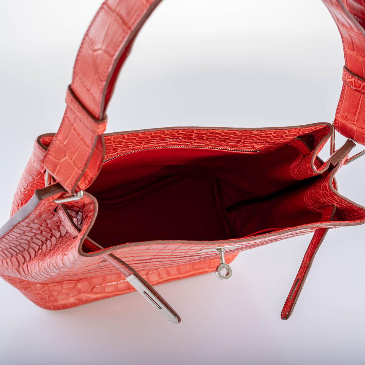 Hermes So Kelly 22, Bougenville Porosus Crocodile, Gold Hardware