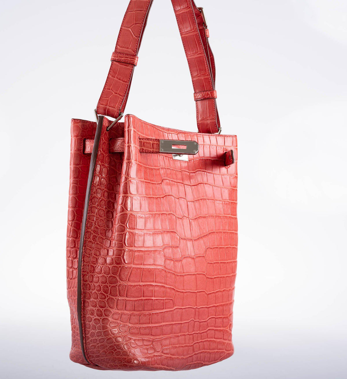 Hermes So Kelly 22, Bougenville Porosus Crocodile, Gold Hardware