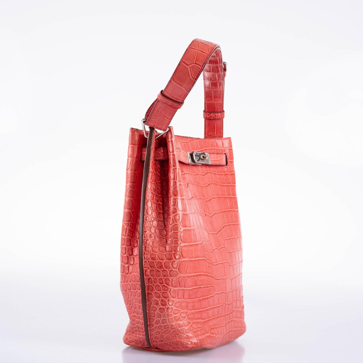 Hermes So Kelly 22, Bougenville Porosus Crocodile, Gold Hardware