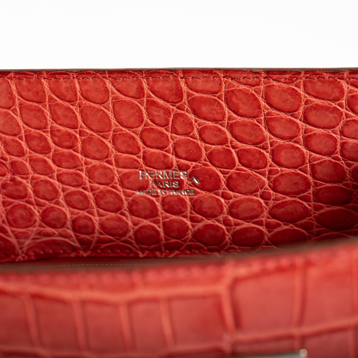 Hermes So Kelly 22, Bougenville Porosus Crocodile, Gold Hardware