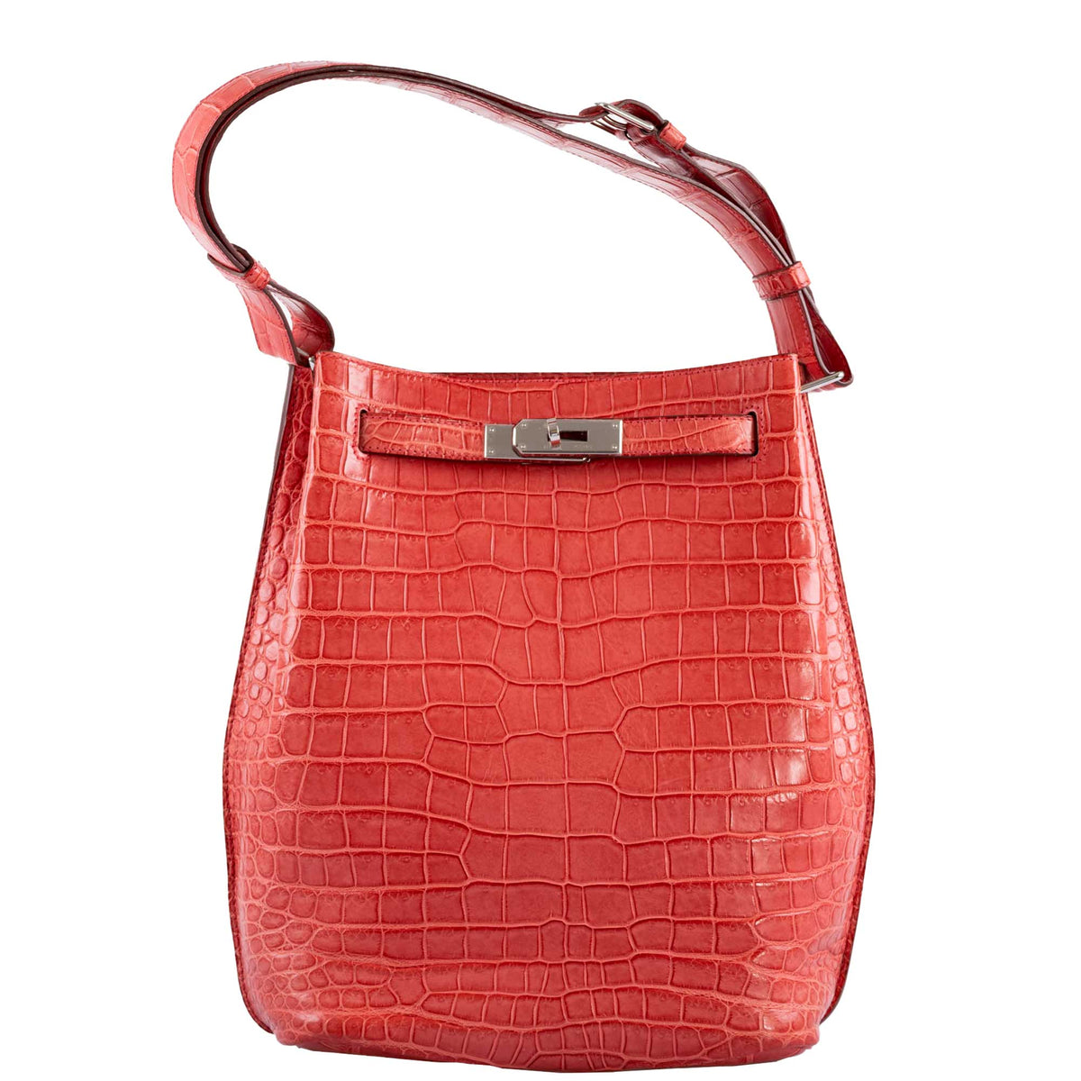 Hermes So Kelly 22, Bougenville Porosus Crocodile, Gold Hardware