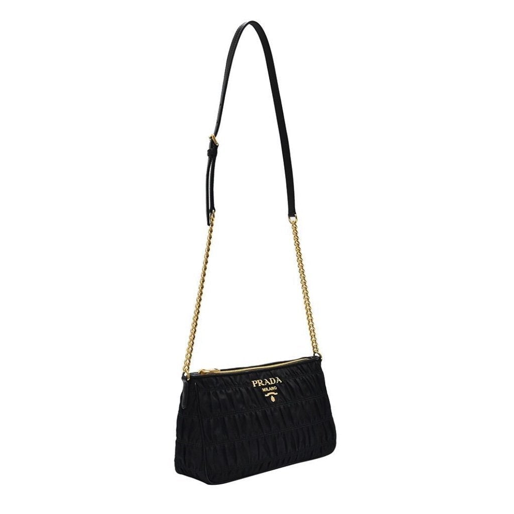 Prada Nylon Shoulder Bag, Tessuto Gaufre, Black