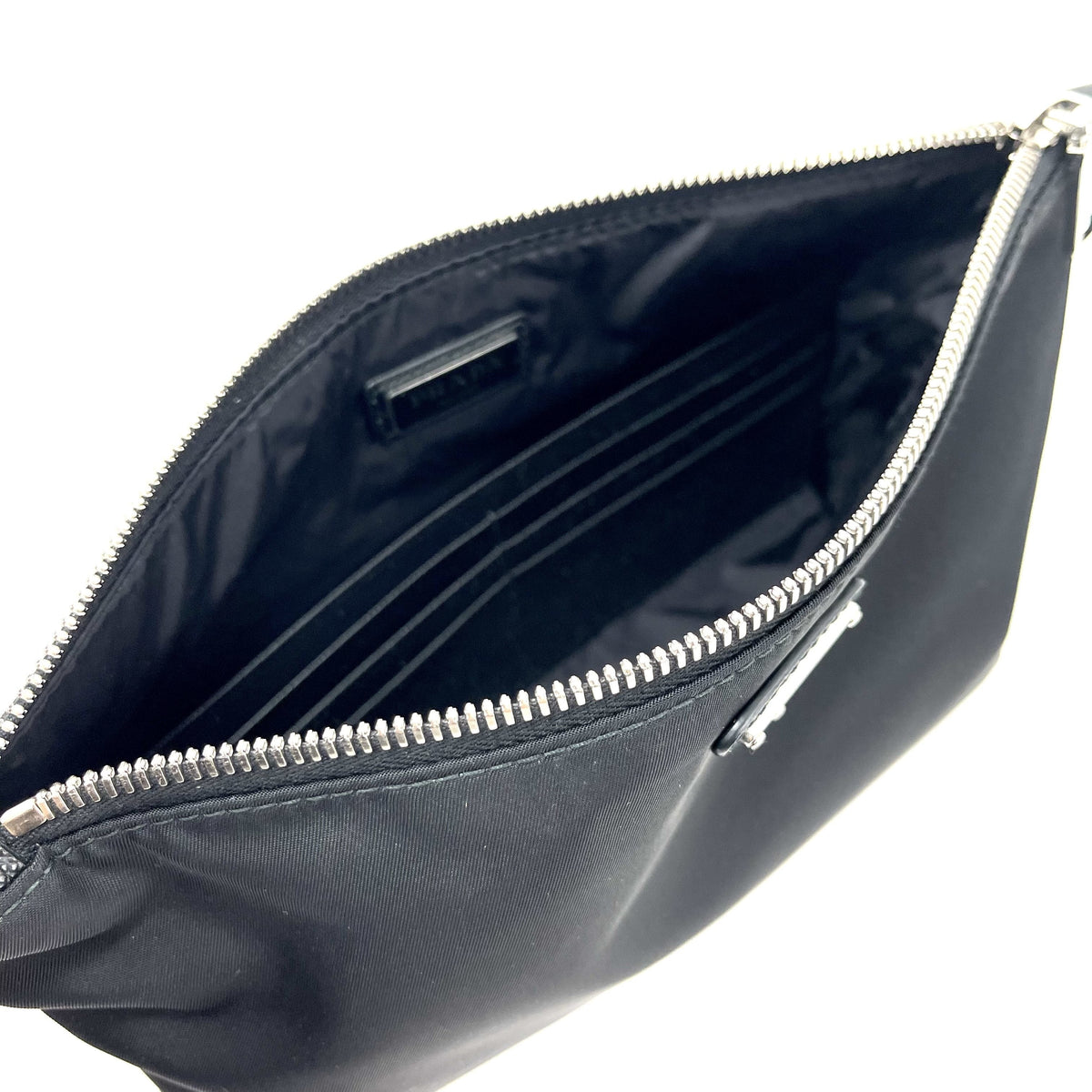 Prada Nylon Wristlet, Saffiano Leather Trim, Silver Hardware