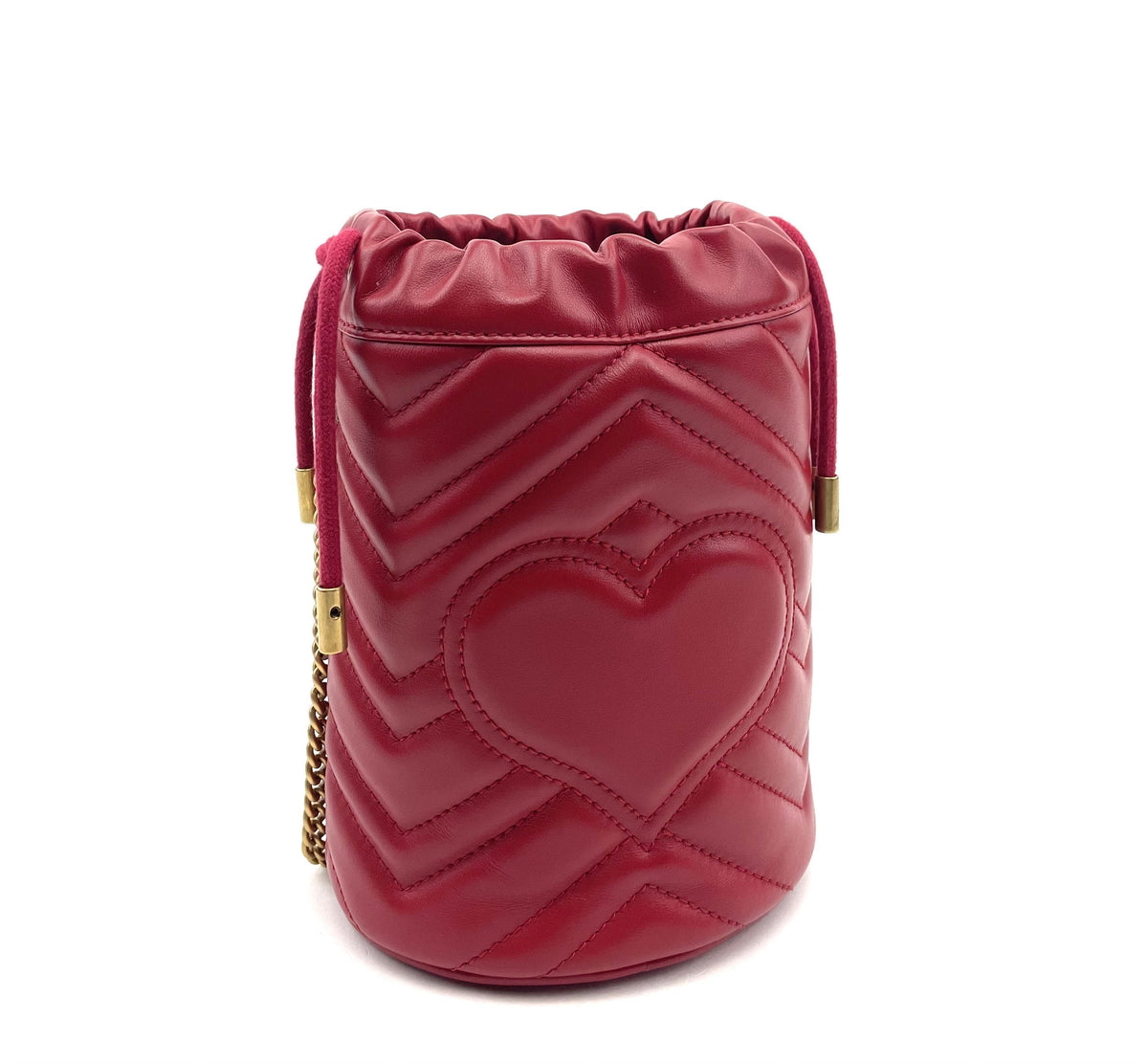 Red Gucci Bucket Bag, Matelasse Mini GG Marmont 2.0