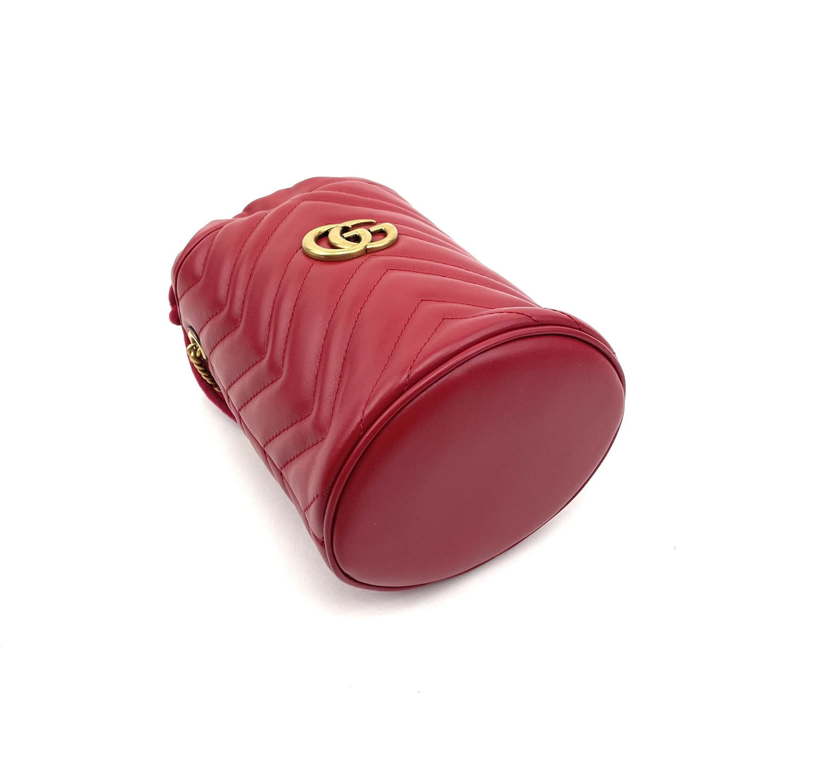 Red Gucci Bucket Bag, Matelasse Mini GG Marmont 2.0