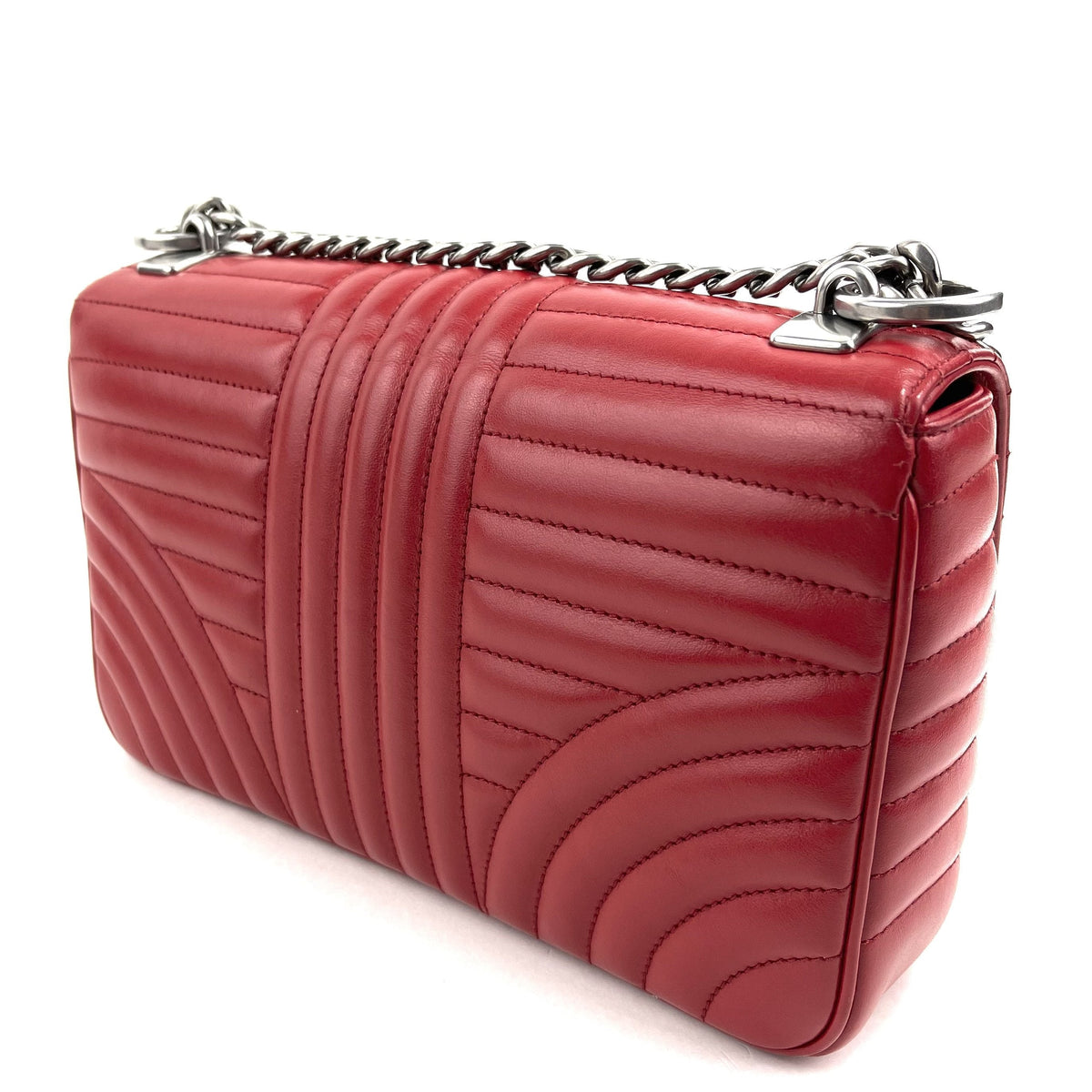 Prada Diagramme Shoulder Bag, Medium Red Leather