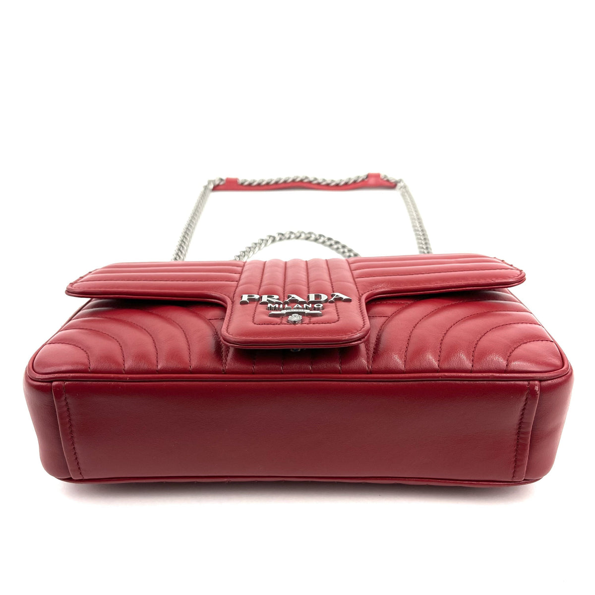 Prada Diagramme Shoulder Bag, Medium Red Leather
