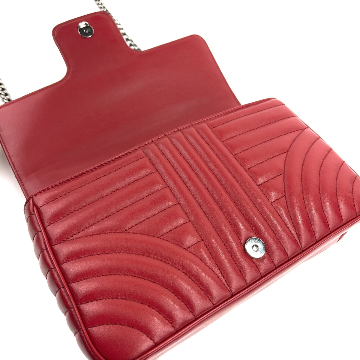 Prada Diagramme Shoulder Bag, Medium Red Leather